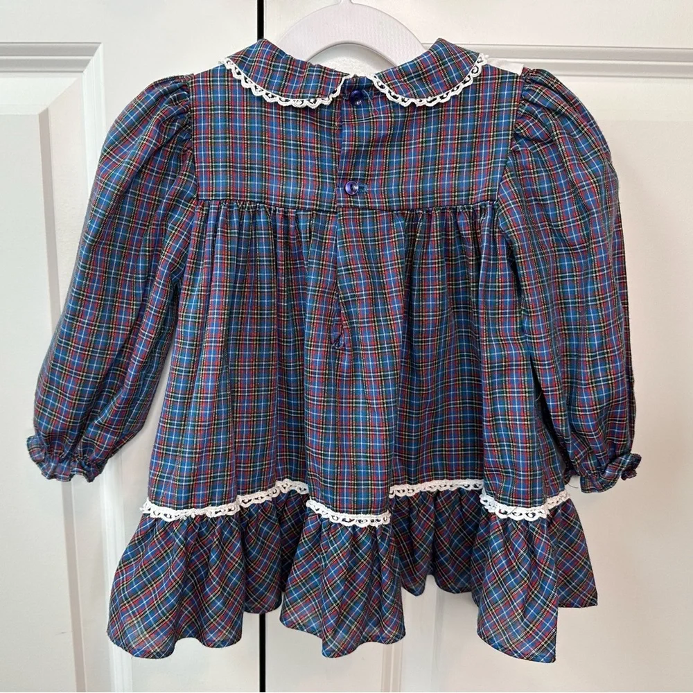 Vintage Peaches N Cream Plaid Dog Dress (Size 24 Months)